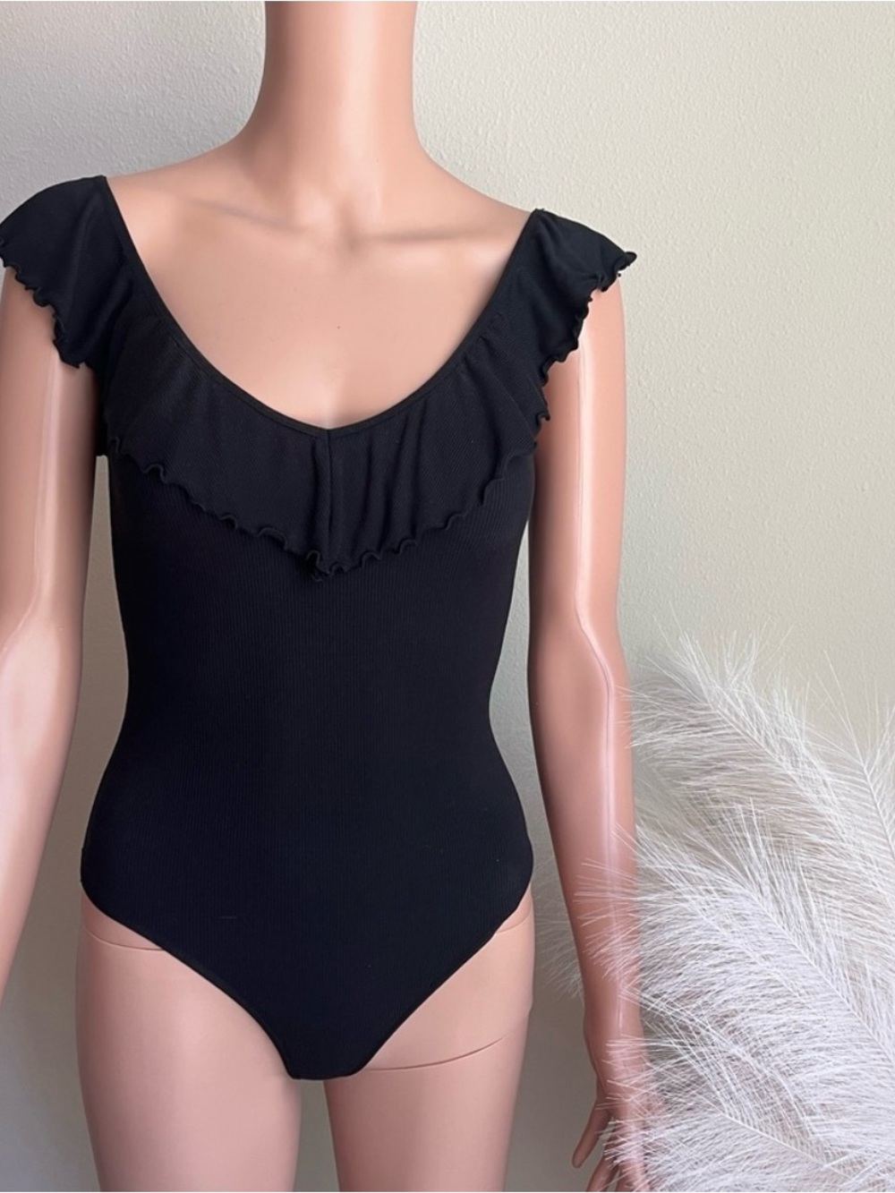 Wilfred Danette Black Ruffle Neck Body-suite